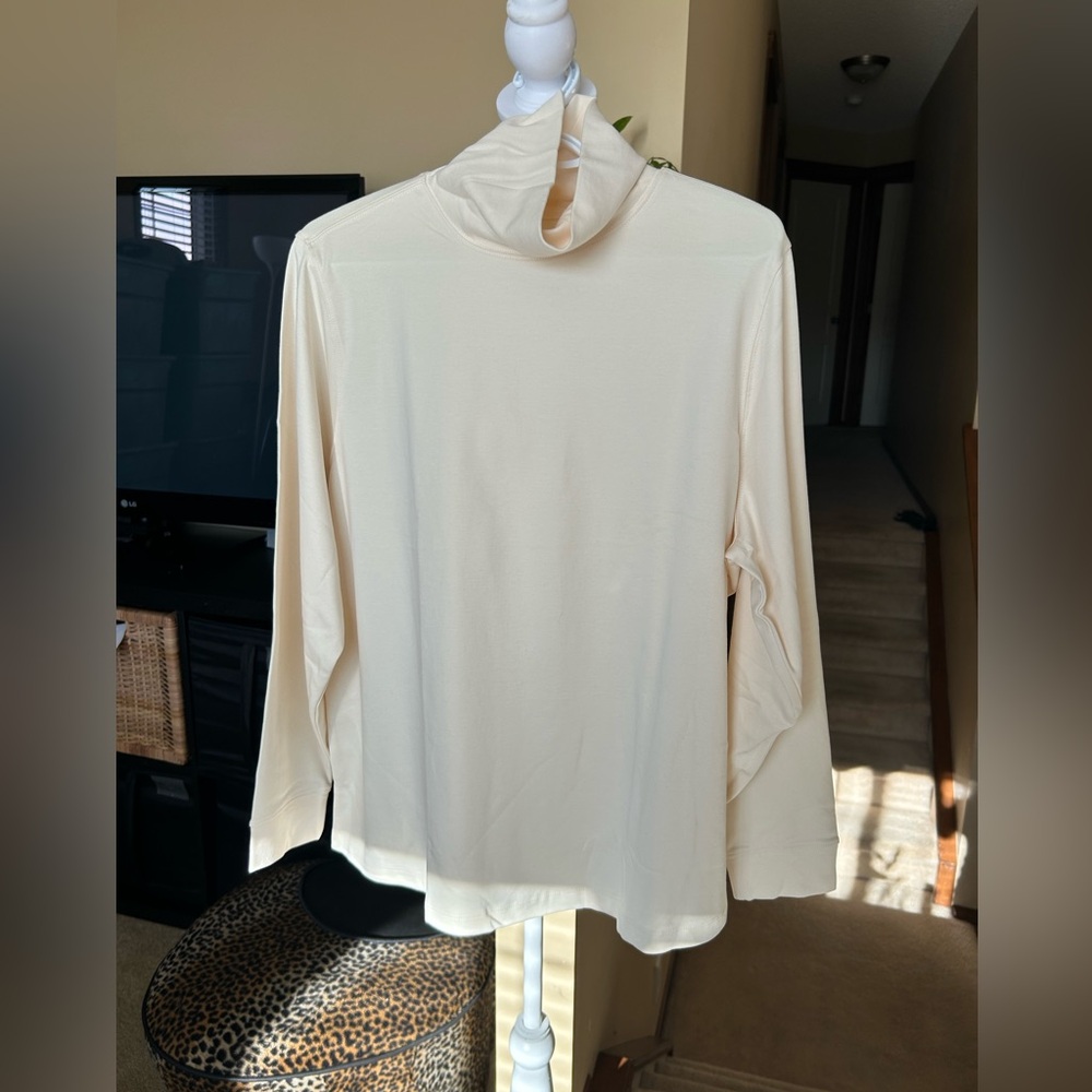 Cream Turtleneck Long Sleeve Top